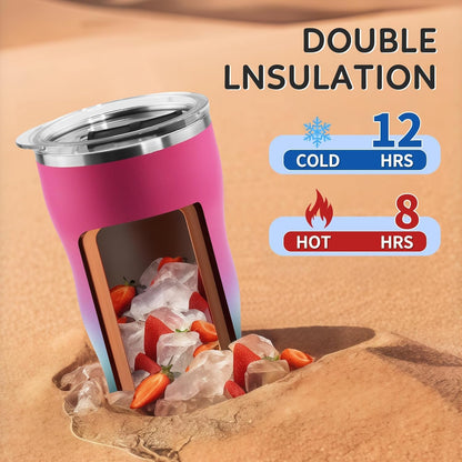20Oz Insulated Tumbler with Straw and Lid, Stainless Steel Coffee Cup, Double Wall Vacuum Travel Mug,Spill Proof Iced Coffee Tumbler, Beach Tumbler, Green Red Tumbler
