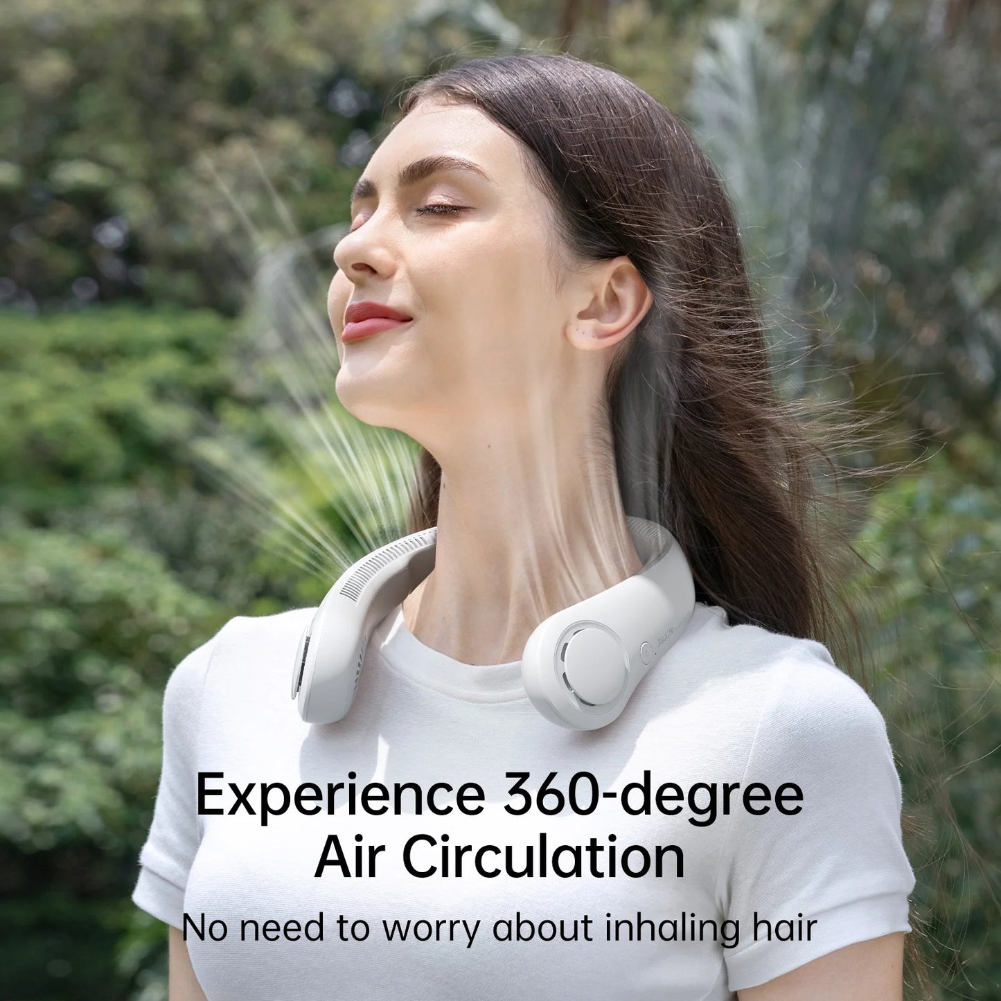 Portable Neck Fan, Rechargeable Wearable Fan, Hands-Free Stadium Fan, Quiet 25Db, 5 Speeds, 16H Battery Life, Essential for Indoor/Outdoor, Gift for Women, Men - White