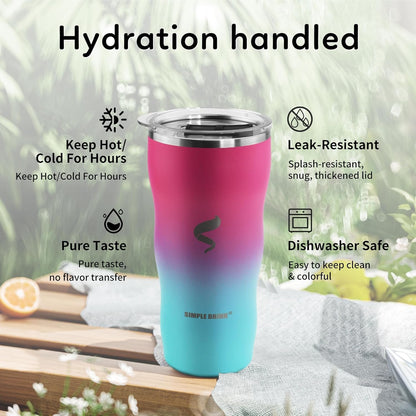 20Oz Insulated Tumbler with Straw and Lid, Stainless Steel Coffee Cup, Double Wall Vacuum Travel Mug,Spill Proof Iced Coffee Tumbler, Beach Tumbler, Green Red Tumbler